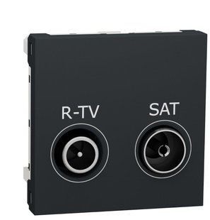 Проходная розетка R-TV SAT 2М антрацит Unica New Schneider Electric