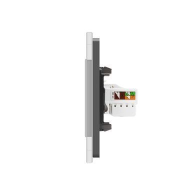 Розетка компьютерная двойная RJ-45 Livolo серый стекло (VL-C792C-15)