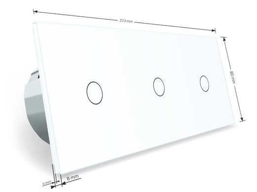 Сенсорный выключатель Livolo 3 канала (1-1-1) белый стекло (VL-C701/C701/C701-11)