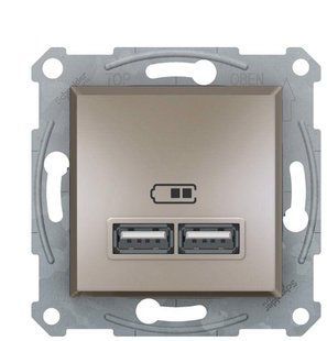 Розетка USB 2,1A Asfora бронза EPH2700269