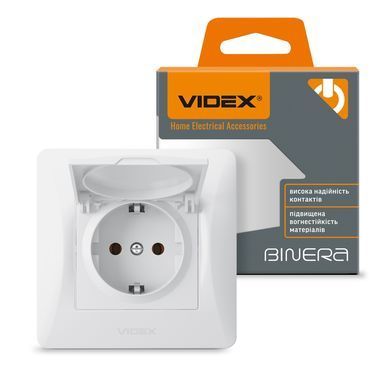 VIDEX BINERA Розетка одинарна із заземленням та кришкою