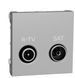 Одинарная розетка R-TV SAT 2М алюминий Unica New Schneider Electric