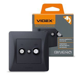 VIDEX BINERA Розетка TV+SAT кінцева чорний графіт