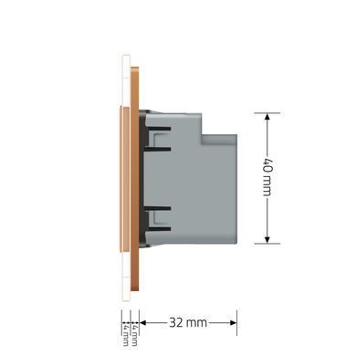 Розетка USB-A и USB-C 36W Livolo золотой стекло (VL-C7FCUA18W.UC18W-2AP)