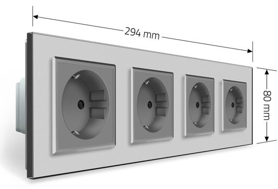 Розетка четырехместная с заземлением Livolo серый стекло (VL-C7C4EU-15)