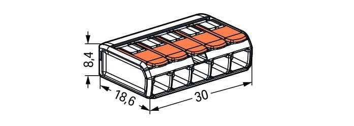 Клема 5-х провідна х 4мм² з натискним важелем "WAGO"