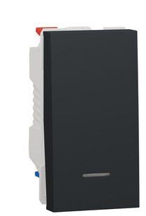 Одноклавишный переключатель с нейтралью 10А 1М антрацит Unica New Schneider Electric
