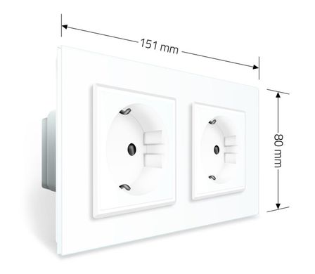 Розетка подвійна з заземленням Livolo білий скло (VL-C7C2EU-11)