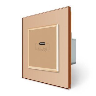 Розетка USB type C з блоком живлення 45W Livolo золото (VL-C7-FCUC-2AP)