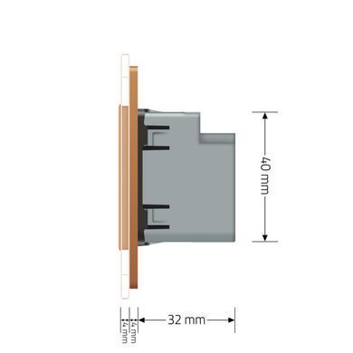 Розетка USB type C с блоком питания 45W Livolo золото (VL-C7-FCUC-2AP)