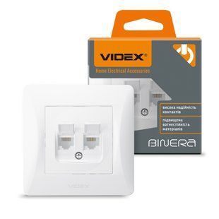 VIDEX BINERA Розетка CAT6+CAT3 подвійна біла