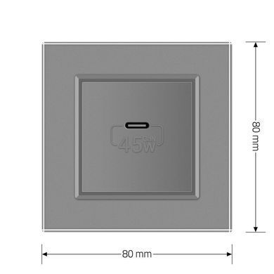 Розетка USB type C с блоком питания 45W Livolo серый (VL-C7-FCUC-2IP)