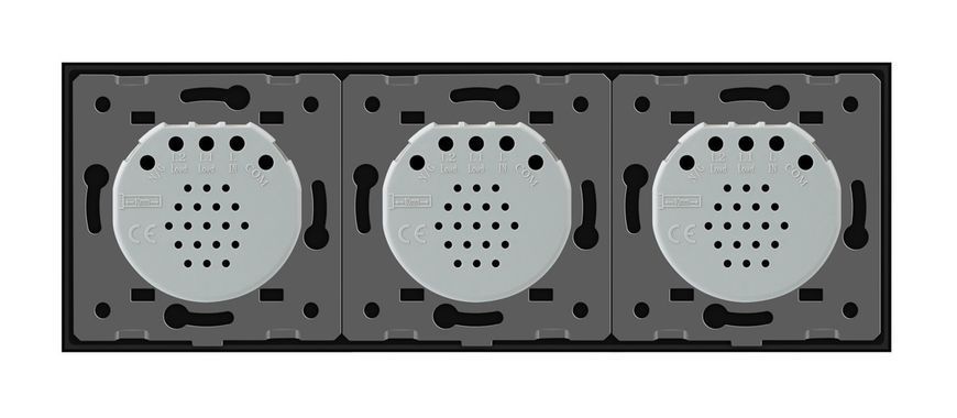 Сенсорный выключатель Livolo 5 каналов (2-1-2) черный стекло (VL-C702/C701/C702-12)