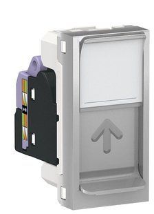 Одинарная компьютерная розетка RJ45 cat.6 UTP с полем для надписи 1М алюминий Unica New Schneider