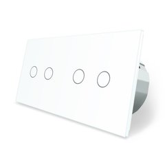 Сенсорный выключатель Livolo 4 канала (2-2) белый стекло (VL-C702/C702-11)