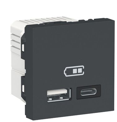 Двойная USB розетка тип А+тип С антрацит Unica New Schneider Electric