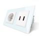 Розетка с заземлением с 2 USB розетками Livolo белый стекло (VL-C7C1EU2USB-11)