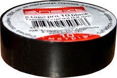 Изолента e.tape.pro.20.black из самозатухающего ПВХ, чёрная (20м)