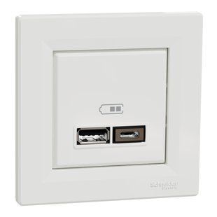 Розетка USB тип А+С 2,4А Schneider Electric Asfora EPH2700321 белая
