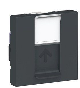 Одинарная компьютерная розетка RJ45 cat.6 UTP с полем для надписи 2М антрацит Unica New Schneider