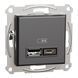 Розетка USB тип А+С 2,4А Schneider Electric Asfora EPH2700371 антрацит