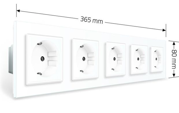 Розетка пятиместная с заземлением Livolo белый стекло (VL-C7C5EU-11)