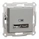Розетка USB тип А+С 2,4А Schneider Electric Asfora EPH2700361 алюміній