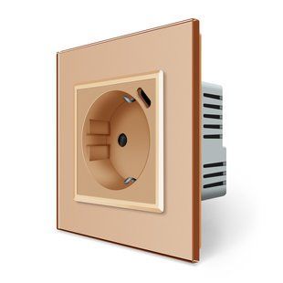 Електрична розетка з портом USB-C Livolo золото (VL-C7CTF16A.UC18W-2AP)