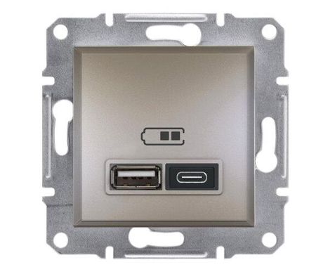 Розетка USB тип А+С 2,4А Schneider Electric Asfora EPH2700369 бронза