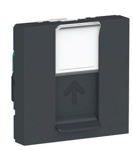 Одинарная компьютерная розетка RJ45 cat.5e UTP с полем для надписи 2М антрацит Unica New Schneider