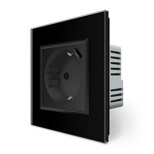 Електрична розетка з портом USB-C Livolo чорний (VL-C7CTF16A.UC18W-2BP)