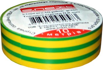 Ізолента e.tape.pro.20.yellow-green із самозгасаючого ПВХ, жовто-зелена (20м)