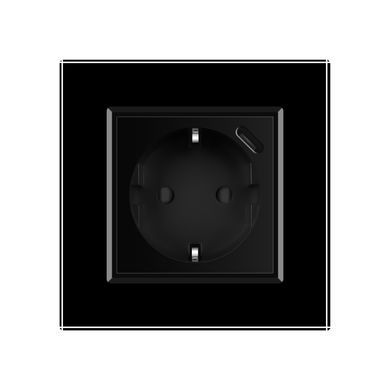 Електрична розетка з портом USB-C Livolo чорний (VL-C7CTF16A.UC18W-2BP)