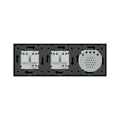 Сенсорный выключатель Livolo 2 канала 2 розетки черный стекло (VL-C702/C7C2EU-12)