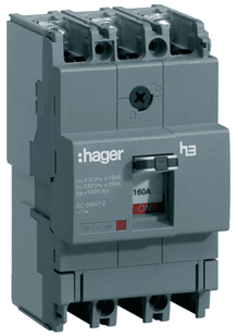 Автоматический выключатель h160 3-полюса 18kA 160A Hager HDA160L
