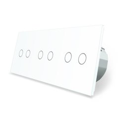 Сенсорный выключатель Livolo 6 каналов (2-2-2) белый стекло (VL-C706-11)