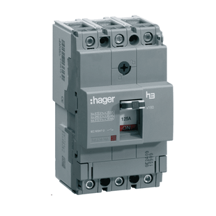 Автоматический выключатель h160 3-полюса 18kA 125A Hager HDA125L