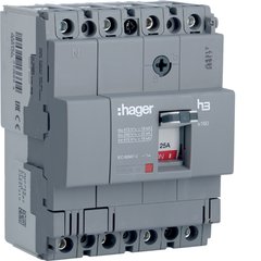 Автоматический выключатель h160 4-полюса 18kA 125A Hager HDA126L