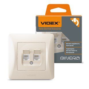 VIDEX BINERA Розетка CAT6+CAT3 подвійна кремова