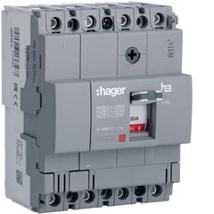 Автоматический выключатель h160 4-полюса 18kA 80A Hager HDA081L
