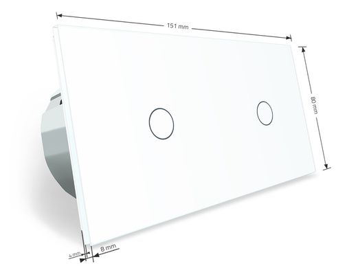 Сенсорный радиоуправляемый проходной выключатель Livolo 2 канала (1-1) белый стекло (VL-C701SR/C701SR-11)
