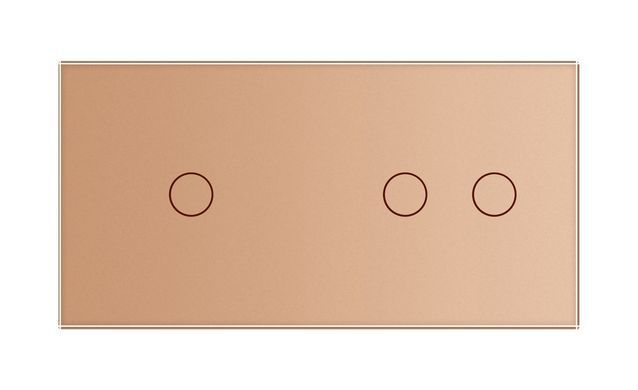 Сенсорный выключатель Livolo 3 канала (1-2) золото стекло (VL-C701/C702-13)