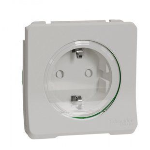 Механизм розетки с з/к и шторками IP55, белый Mureva Styl MUR39134