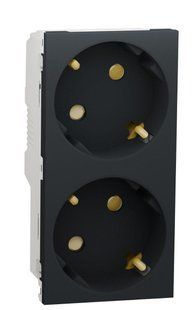 Двойная розетка 45 антрацит Unica New Schneider Electric