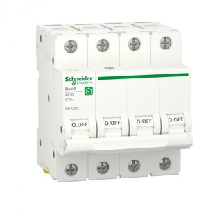 Автоматичний вимикач 4P, 25 A, C, 6kA Schneider Electric, Resi9