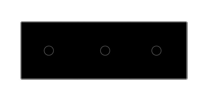 Сенсорный радиоуправляемый проходной выключатель Livolo 3 канала (1-1-1) черный стекло (VL-C703SR-12)