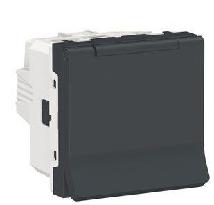 Розетка с крышкой винтовой зажим 16А антрацит Unica New Schneider Electric