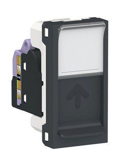 Одинарная компьютерная розетка RJ45 cat.6 STP с полем для надписи 1М антрацит Unica New Schneider