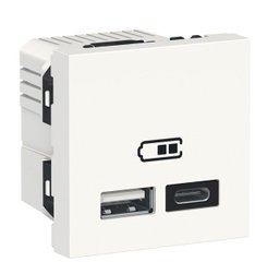 Двойная USB розетка тип А+тип С белая Unica New Schneider Electric