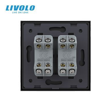 Двухклавишный перекрестный выключатель черный Livolo (VL-C7FCMM10A-1BP)